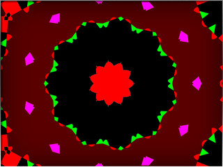 Abstract, Multiple Colours, Patterns, and Shapes, within a Border