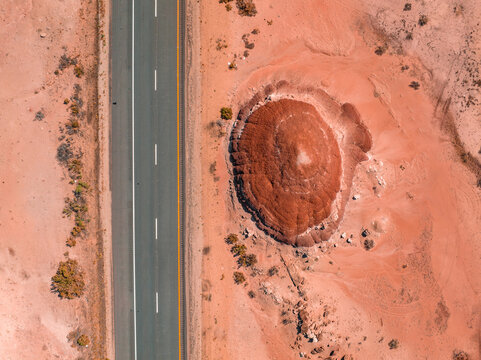 Northern Arizona highway through red rocks and landscape. Beautiful road trip through America near Monument Valley. - Powered by Adobe