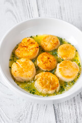 Portion of fried scallops