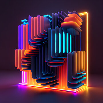 Abstract Neon: 3D Render of a Vibrant, Futuristic, Abstract Minimalistic Object (AI Generated)
