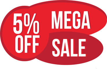 Mega Sale banner design template, Post for descount Instagram, Facebook and others. Ideal for bussinesses. 5% OFF.