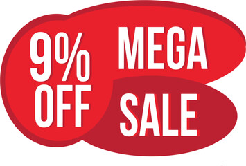 Mega Sale banner design template, Post for descount Instagram, Facebook and others. Ideal for bussinesses. 9% OFF.