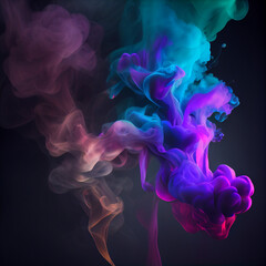 Abstract colorful smoke on black background, generative ai