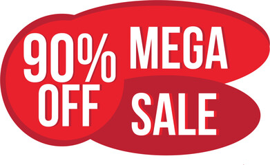 Mega Sale banner design template, Post for descount Instagram, Facebook and others. Ideal for bussinesses. 90% OFF.