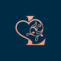 HEART ROSE GOLD BEAUTY LETTER L