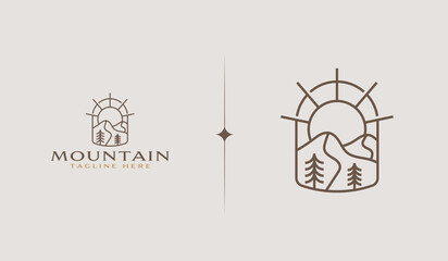Rocky Mountain. Mountain Hilltop Nature Landscape. Universal creative premium symbol. Vector sign icon logo template. Vector illustration