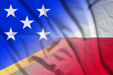 Fototapeta premium Solomon Islands and Chile state flag international contract CHN SLB