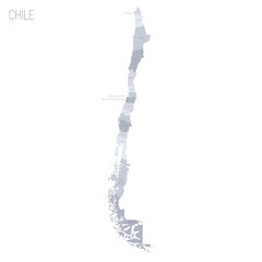 Fototapeta premium Chile political map of administrative divisions - regions. Grey vector map with labels.