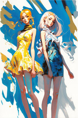 two cool pretty anime girls