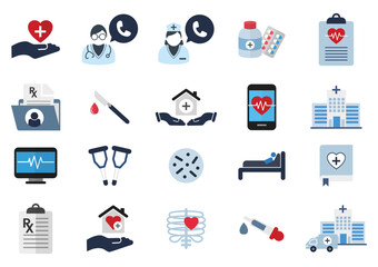 medical flat icons elements vector