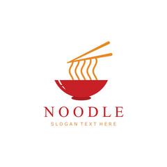 Noodle, ramen, spaghetti and pasta illustration logo template.