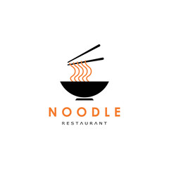 Noodle, ramen, spaghetti and pasta illustration logo template.