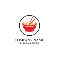 Noodle, ramen, spaghetti and pasta illustration logo template.