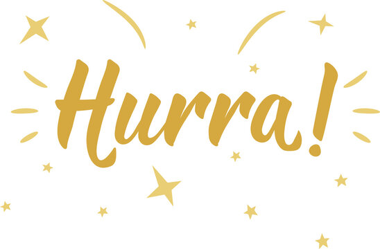 German text: Hooray. Lettering. Element for flyers banner and posters Modern calligraphy.