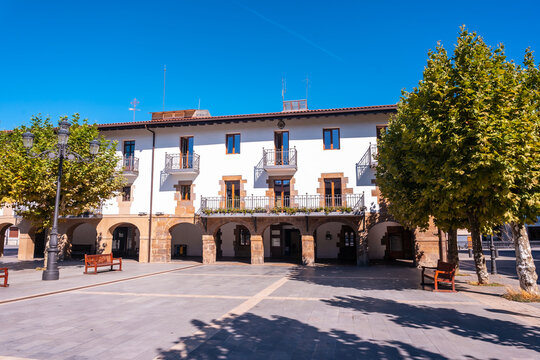 Lazkao town hall building in summer next to the municipalities of Beasain and Ordizia, Gipuzkoa