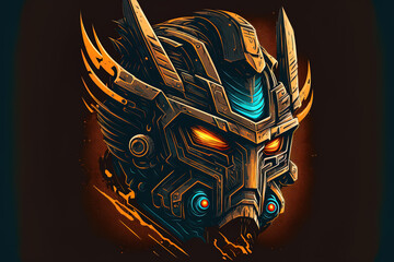 Robot head detail design mechanic design. Generative AI