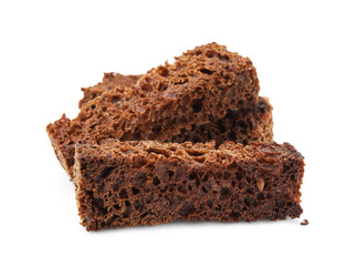 Heap of crispy rusks isolated on white