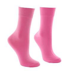 Pair of pink socks isolated on white