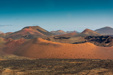 Volcanic landscape of Timanfaya National Park, Lanzarote, Canary Islands,  Spain