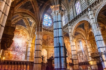 The interior of Siena Cathedral, Tuscany, Italy