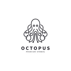 simple minimalis octopus tentacles vector illustration with line art style modern logo design 2