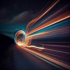 Abstract depiction of speed with lights