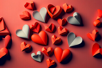 Heart shape made of paper. Valentine's day concept. Generative Ai image illustration. 