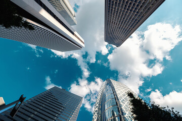 Skyscrapers towering Shinjuku, Tokyo, Japan on a sunny afternoon