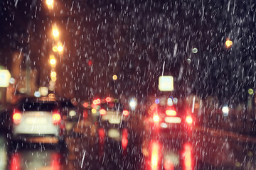 weather rain city transport night, spray wet background