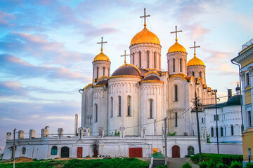 Vladimir old town in Golden Ring of Russia at sunset, idyllic landscape