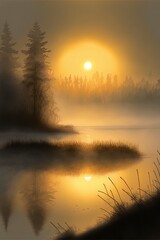 Obraz premium Foggy Sunrise