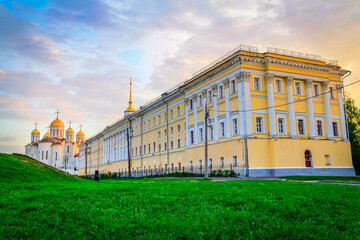 Vladimir old town in Golden Ring of Russia at sunset, idyllic landscape