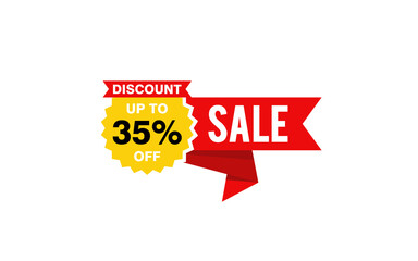 35 Percent discount offer, clearance, promotion banner layout with sticker style. 
