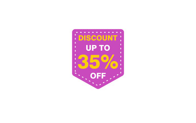 35 Percent discount offer, clearance, promotion banner layout with sticker style. 
