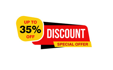 35 Percent discount offer, clearance, promotion banner layout with sticker style. 

