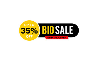 35 Percent discount offer, clearance, promotion banner layout with sticker style. 

