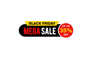 35 Percent discount offer, clearance, promotion banner layout with sticker style. 
