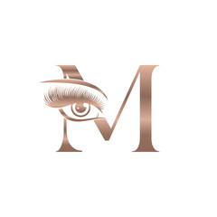 Luxury Beauty Eye Lashes Logo Letter M