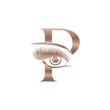 Luxury Beauty Eye Lashes Logo Letter P