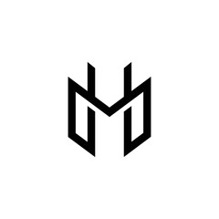 Letter M and H logo formed by geometric lines, icon template.