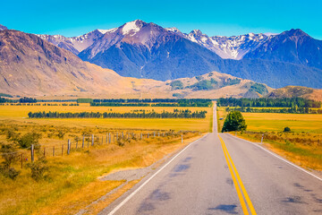 Fairlie to Tekapo Road, Canterbury, New Zealand South Island dramatic landscape