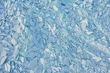 ice hummocks baikal top view texture, abstract background winter broken ice