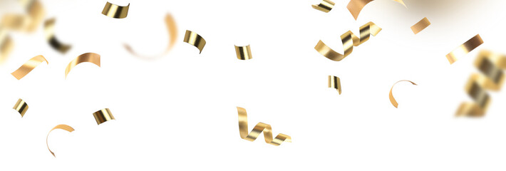 golden confetti on white background falling overlay design