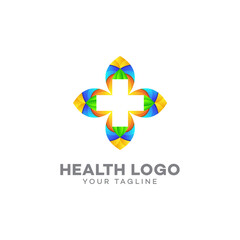 Obraz premium Health care logo with plus sign, Medical pharmacy logo design template