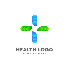 Health care logo with plus sign, Medical pharmacy logo design template