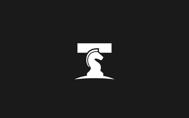 T logo CHESS for branding company. HORSE template vector illustration for your brand.