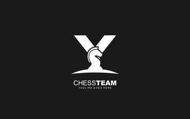 Y logo CHESS for branding company. HORSE template vector illustration for your brand.