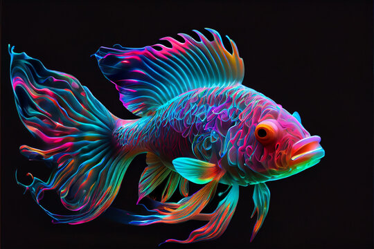 Colorful Fish. Three Fish Tanks. Aquarium. Stock Photo - Image of