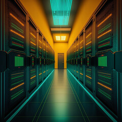 Fototapeta premium Futuristischer Korridor von Server, Super-Computer