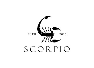 Scorpio Logo Design. Classic hipster scorpio logo. 